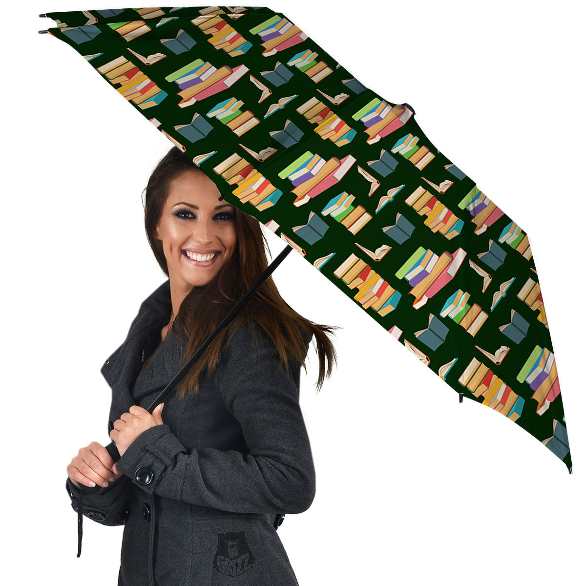 Reading Books Pile Print Pattern Umbrella-grizzshop