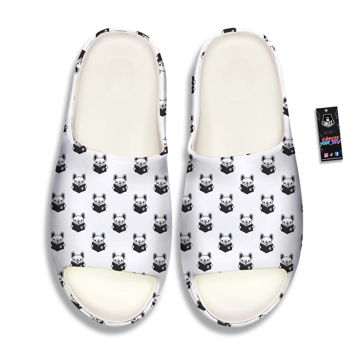 Reading Book French Bulldog Print Sandals-grizzshop
