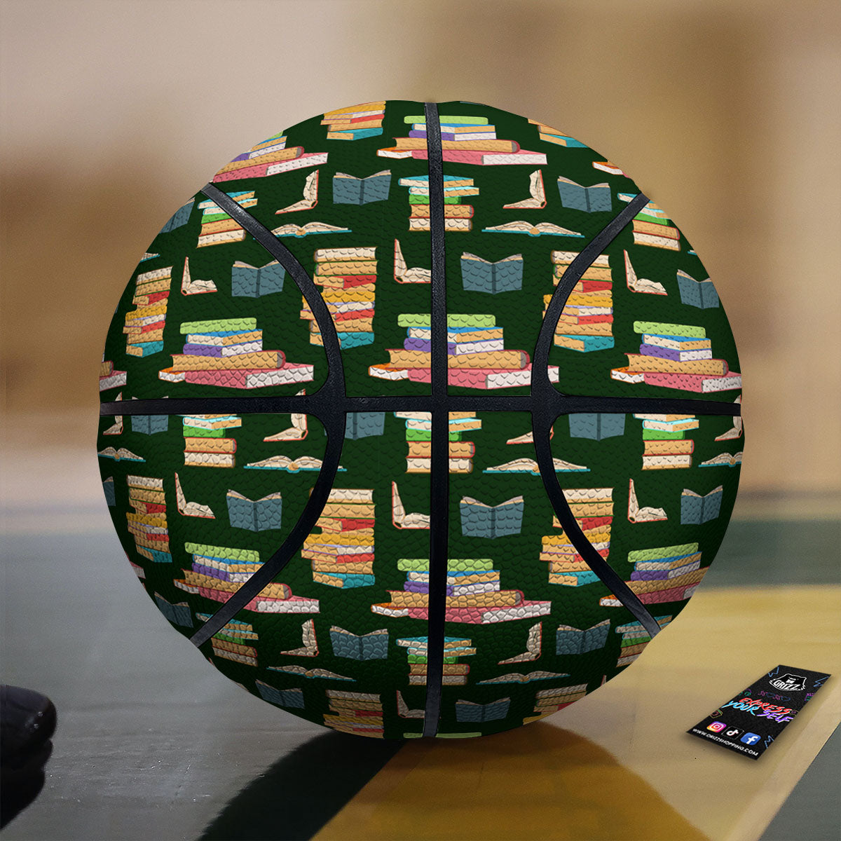 Reading Books Pile Print Pattern Basketball