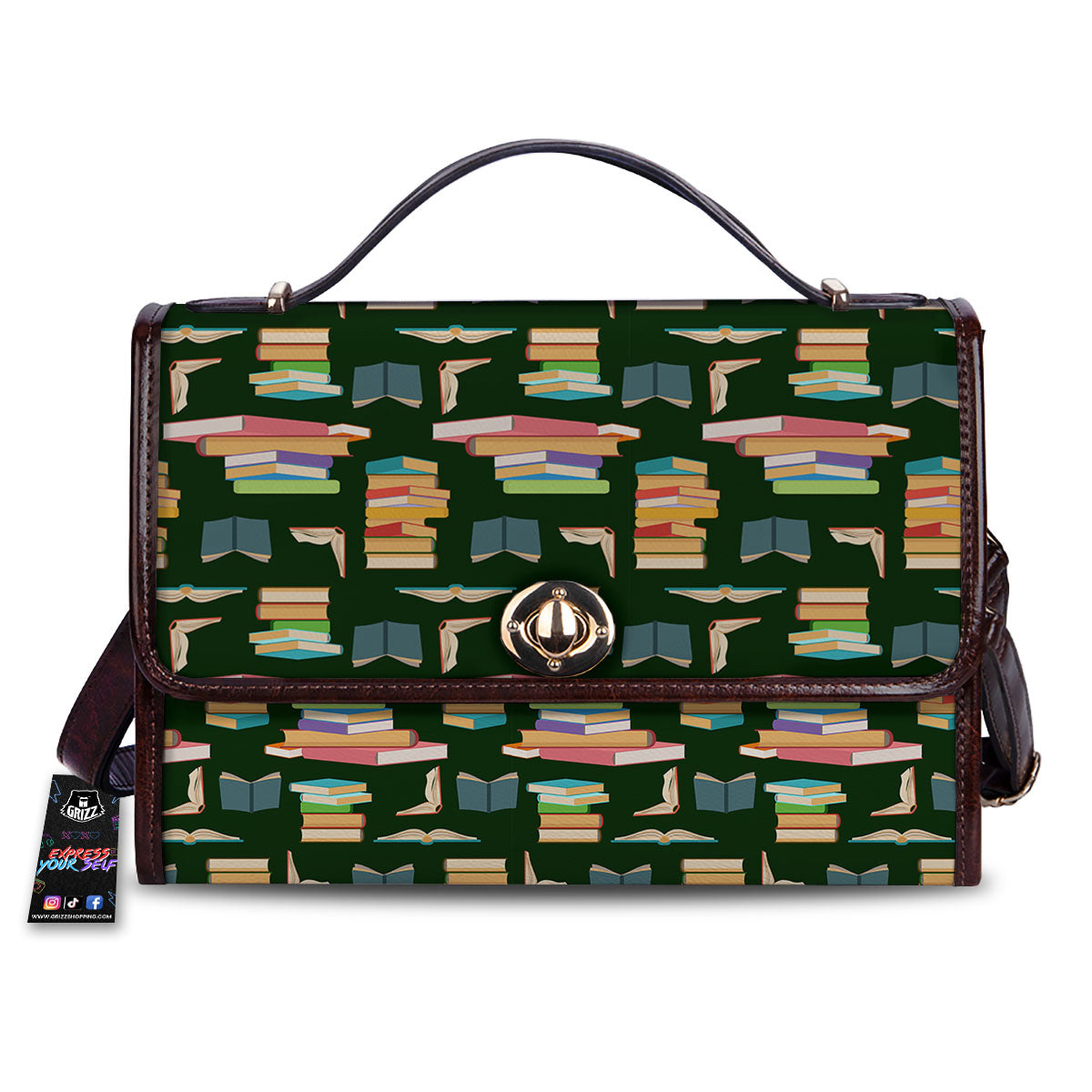 Reading Books Pile Print Pattern Women's Satchel Bag