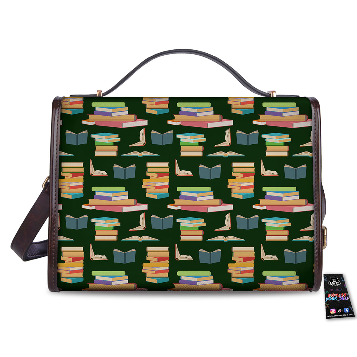 Reading Books Pile Print Pattern Women's Satchel Bag