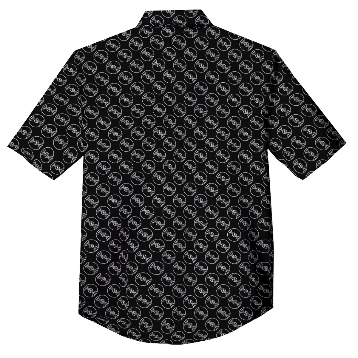 Record Black Vinyl Print Pattern Button Up Shirt-grizzshop