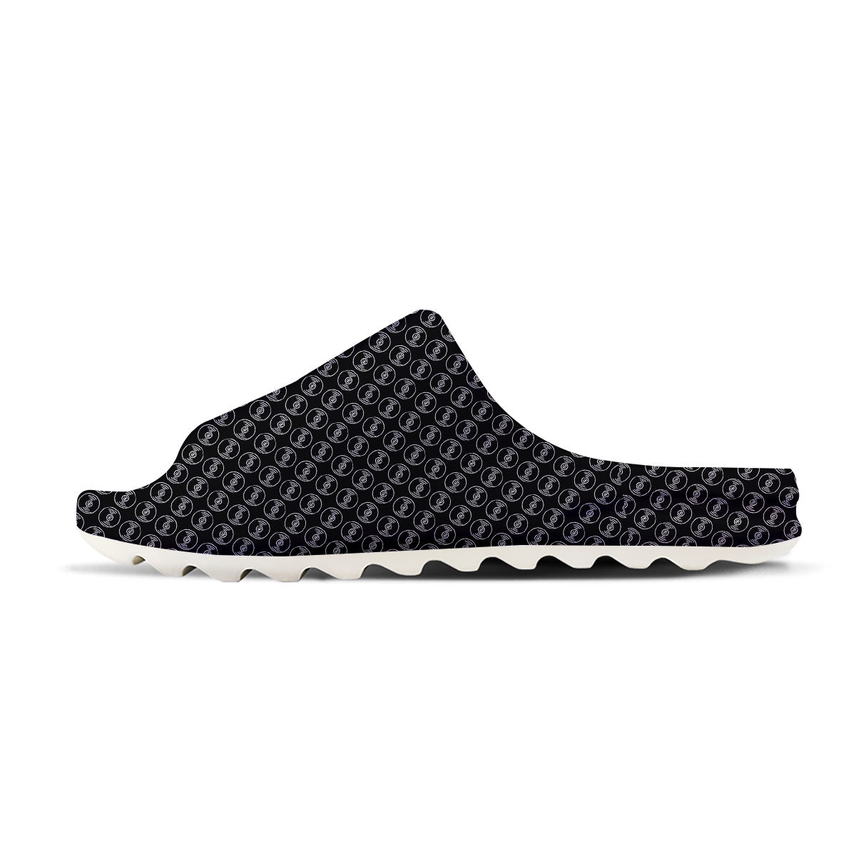 Record Black Vinyl Print Pattern Sandals-grizzshop