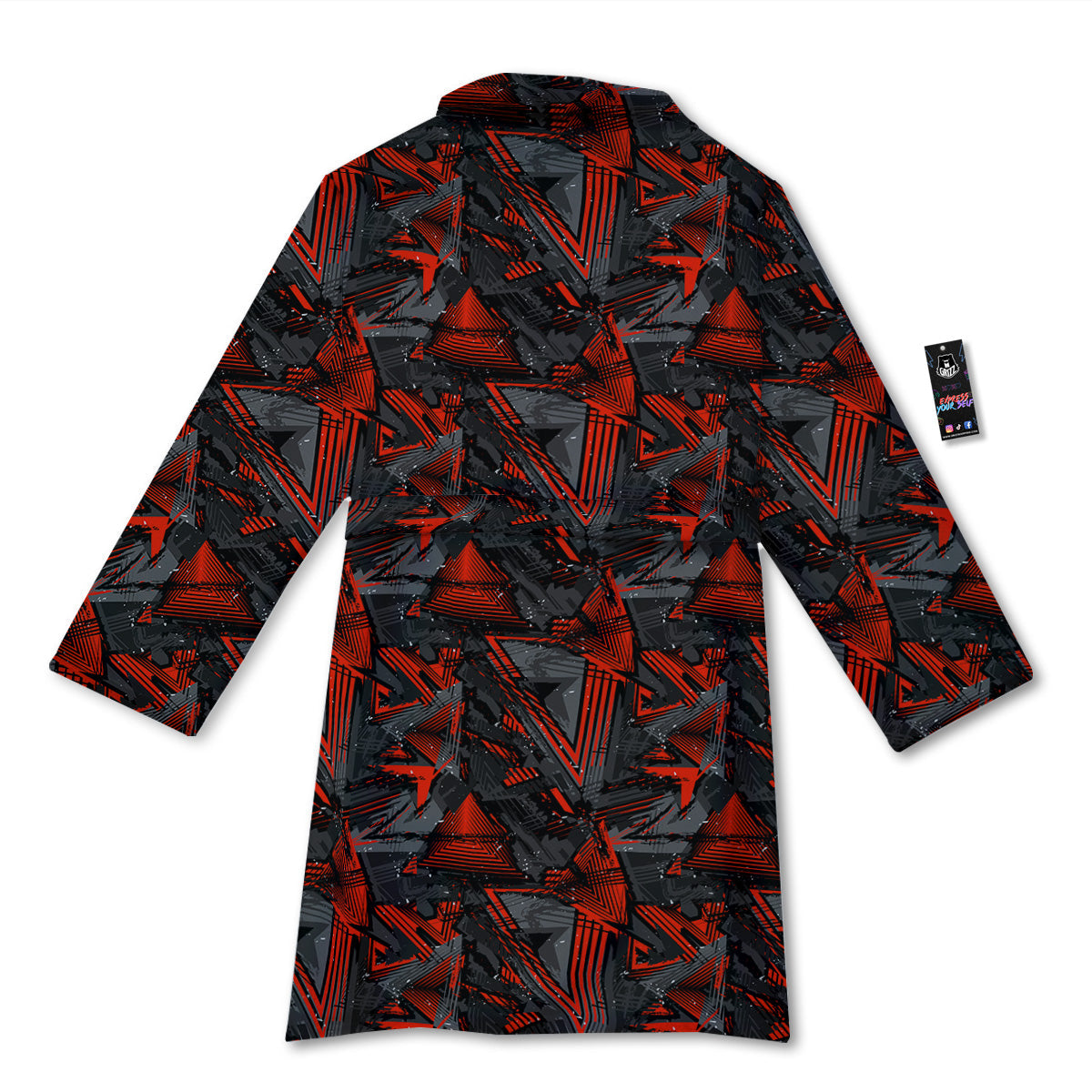 Red Abstract Grunge Print Pattern Bathrobe-grizzshop