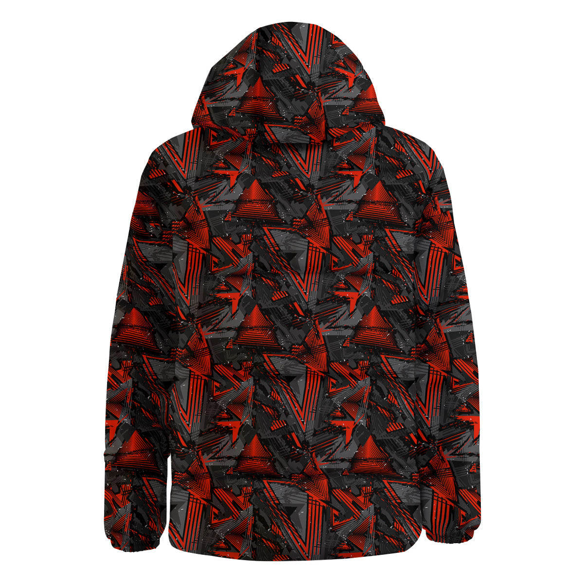 Red Abstract Grunge Print Pattern Down Jacket-grizzshop