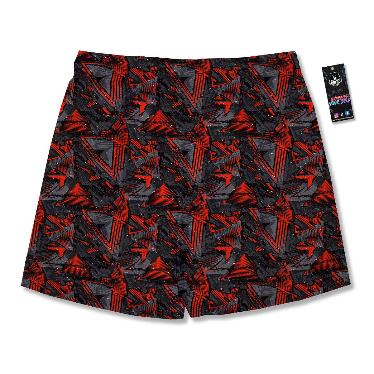 Red Abstract Grunge Print Pattern Men's Running Shorts-grizzshop