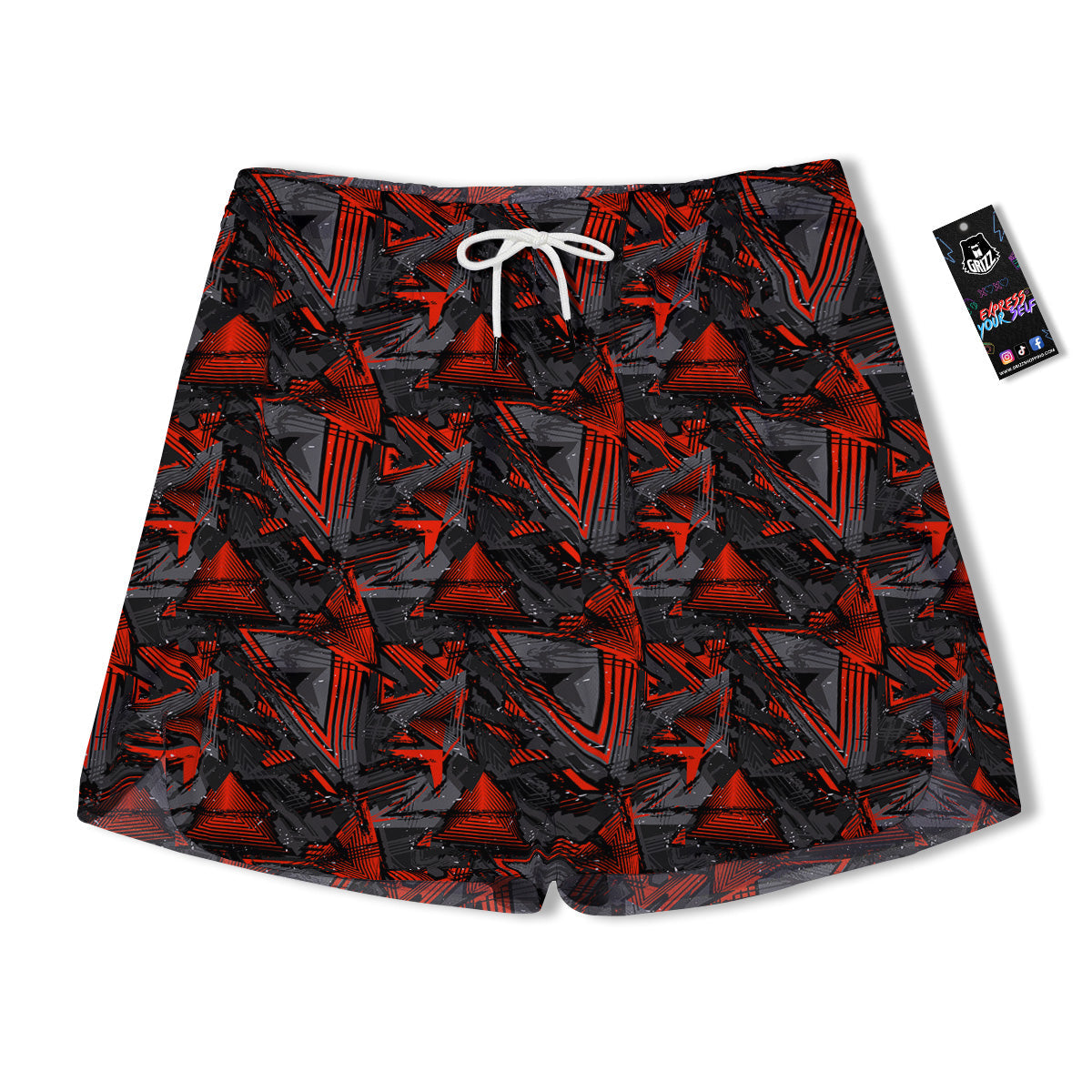 Red Abstract Grunge Print Pattern Men's Running Shorts-grizzshop
