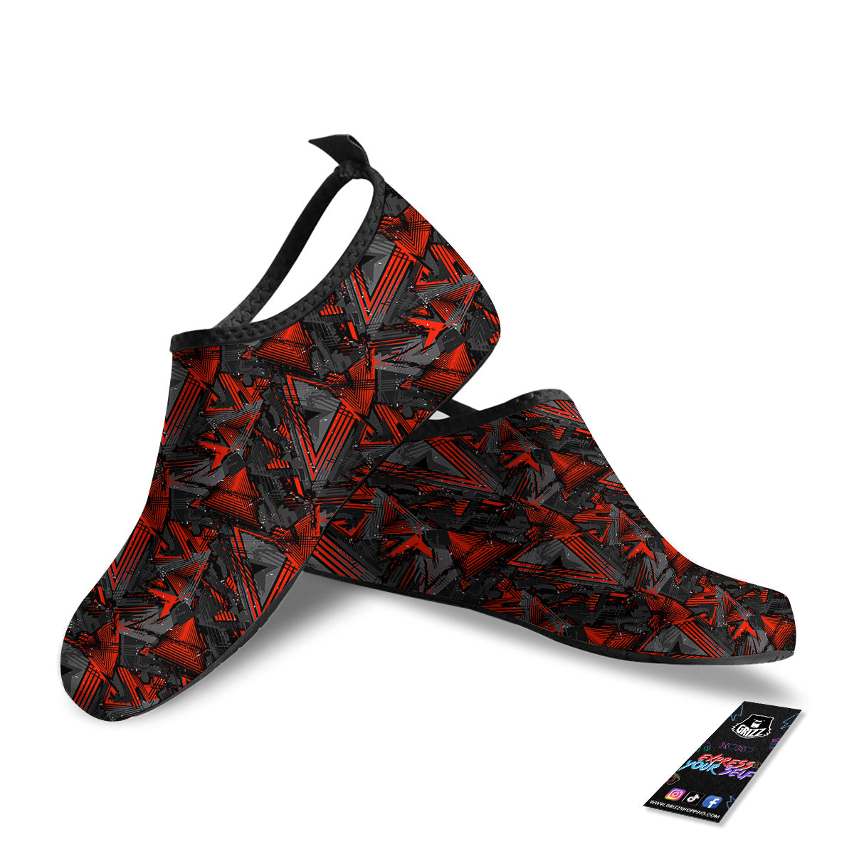 Red Abstract Grunge Print Pattern Water Shoes-grizzshop