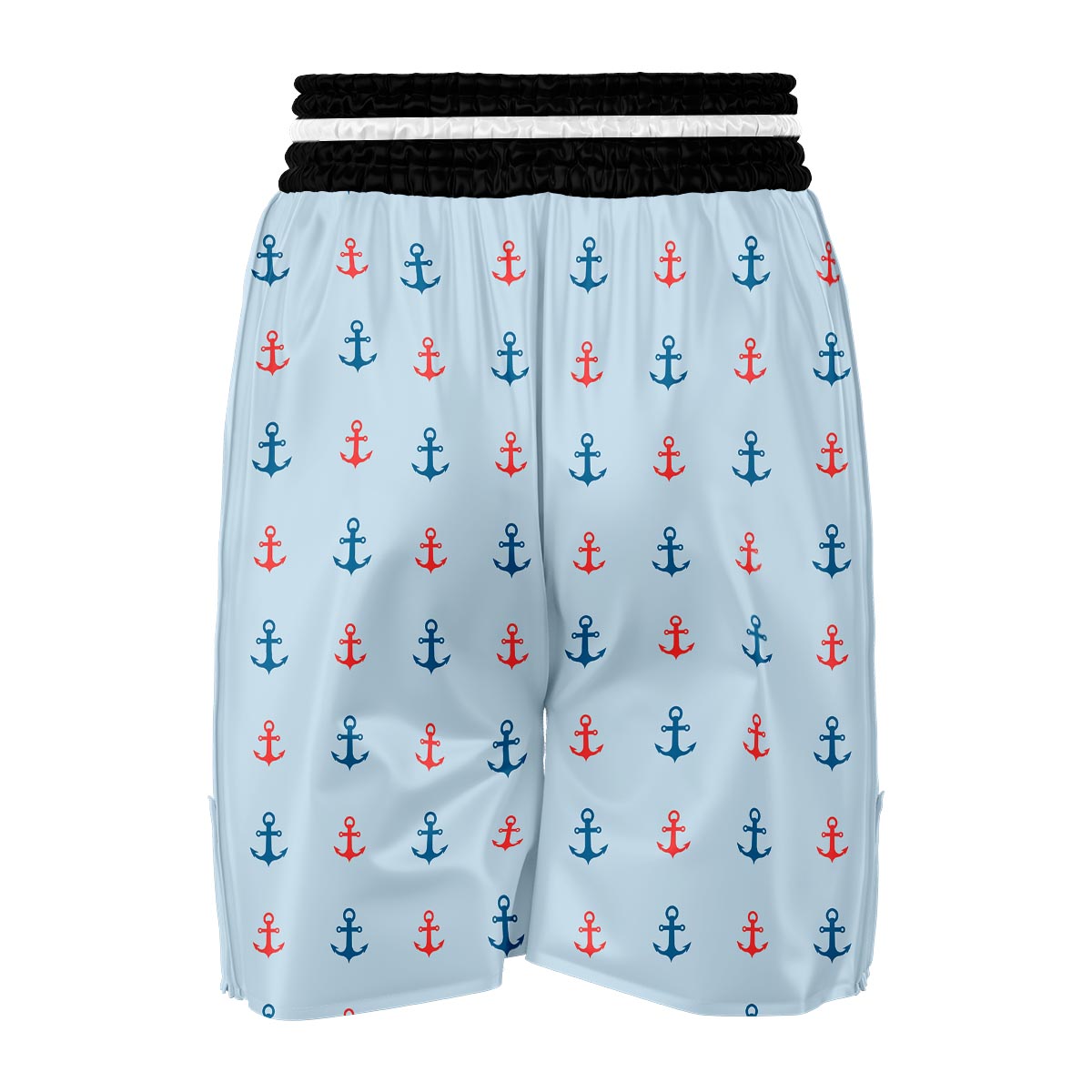 Red Anchor Nautical Pattern Print Boxing Shorts-grizzshop