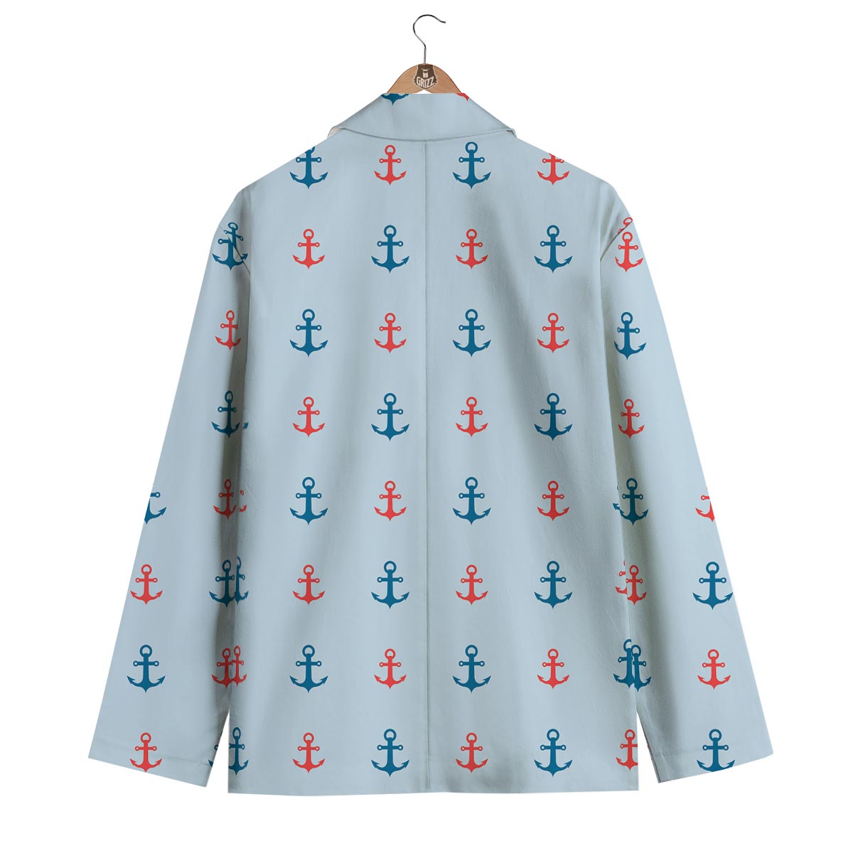 Red Anchor Nautical Pattern Print Men's Blazer-grizzshop