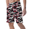 Red And Black Camouflage Print Men's Shorts-grizzshop