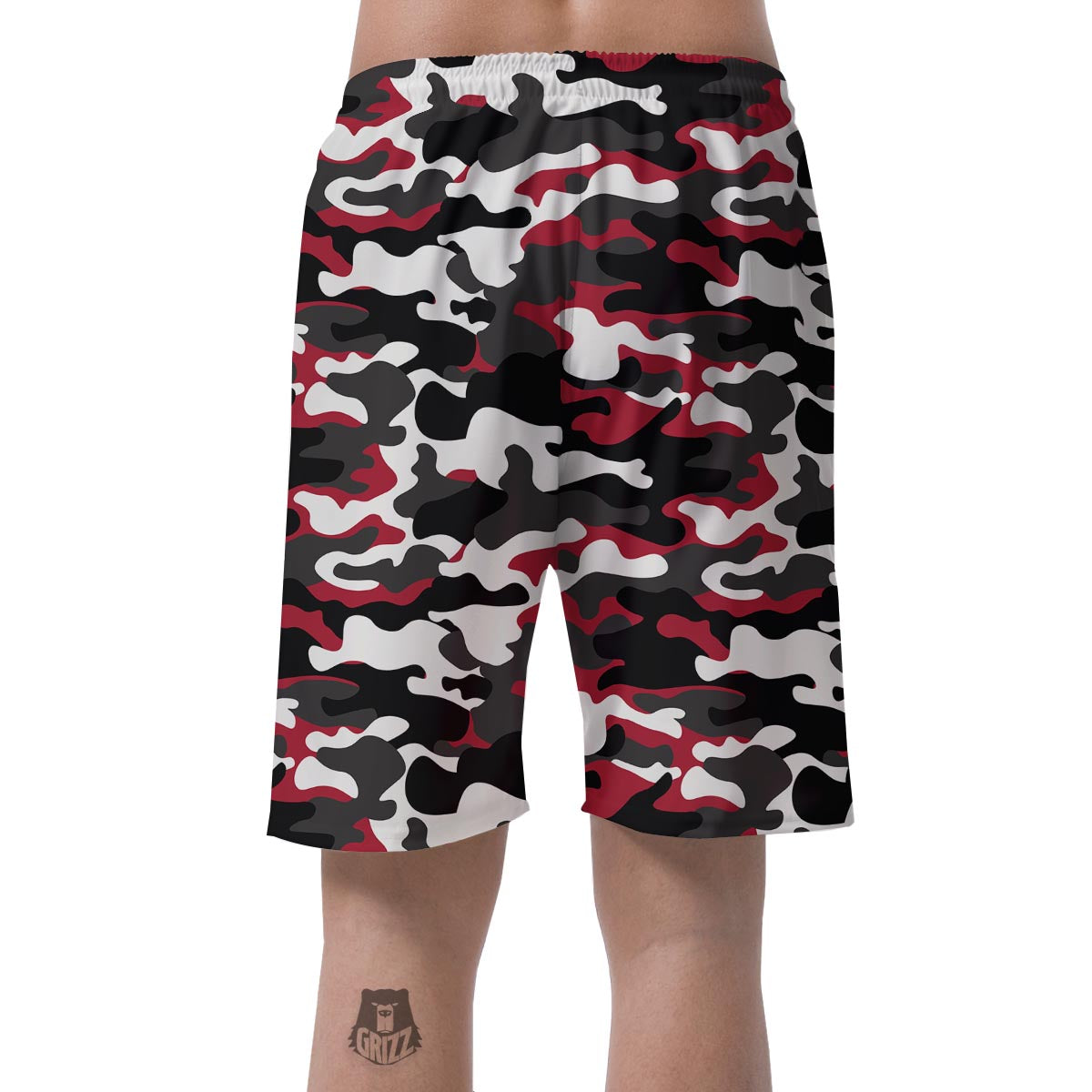 Red And Black Camouflage Print Men's Shorts-grizzshop