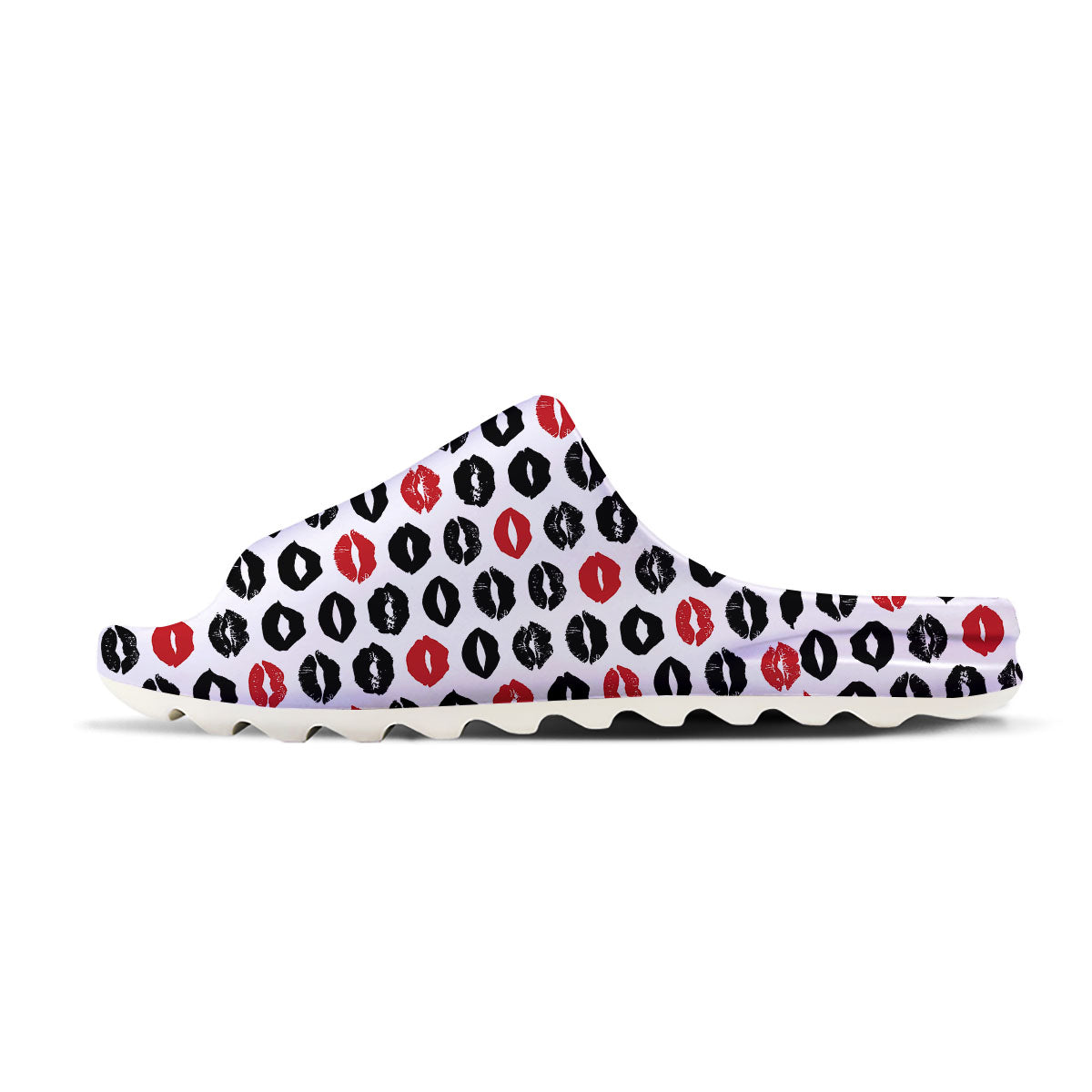 Red And Black Lips Print Pattern Sandals-grizzshop