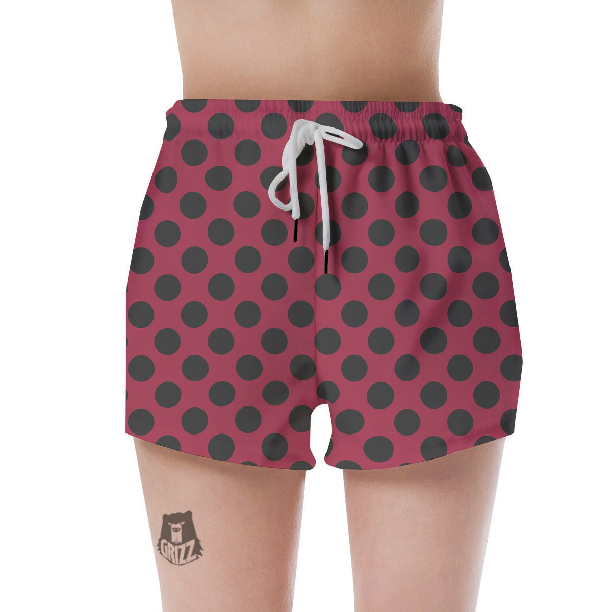 Red And Black Polka Dot Women's Shorts-grizzshop