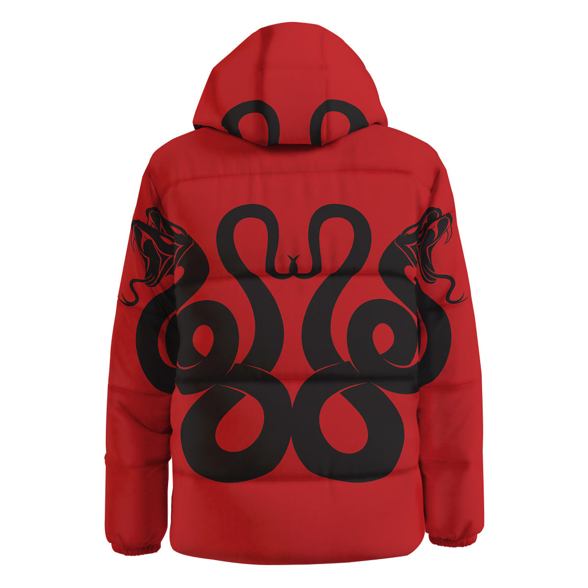 Red And Black Snakes Sign Print Down Jacket-grizzshop