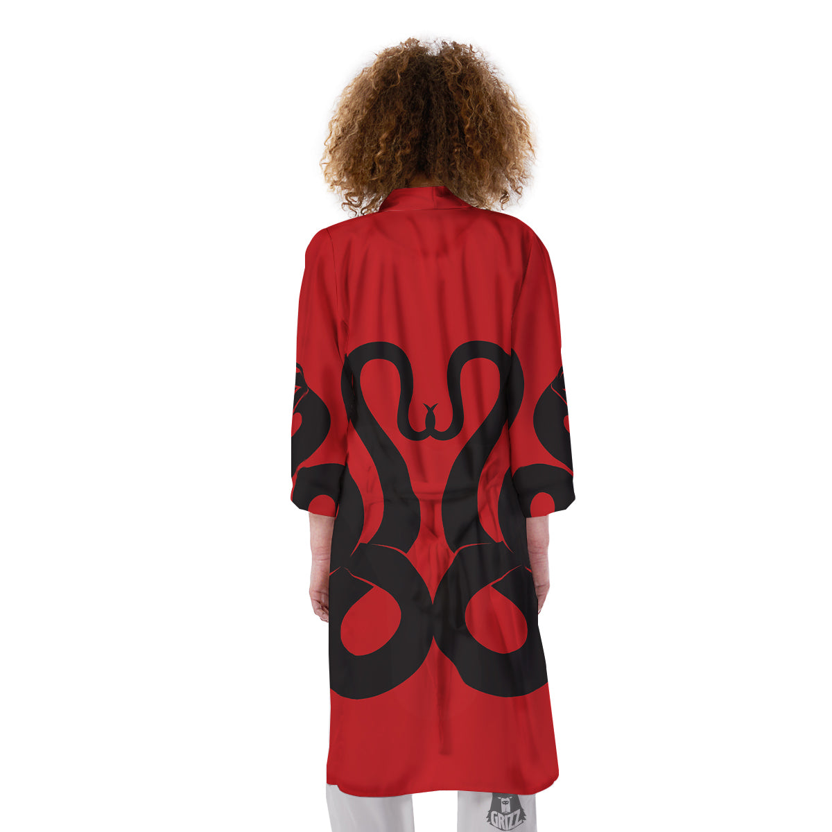Red And Black Snakes Sign Print Kimono-grizzshop