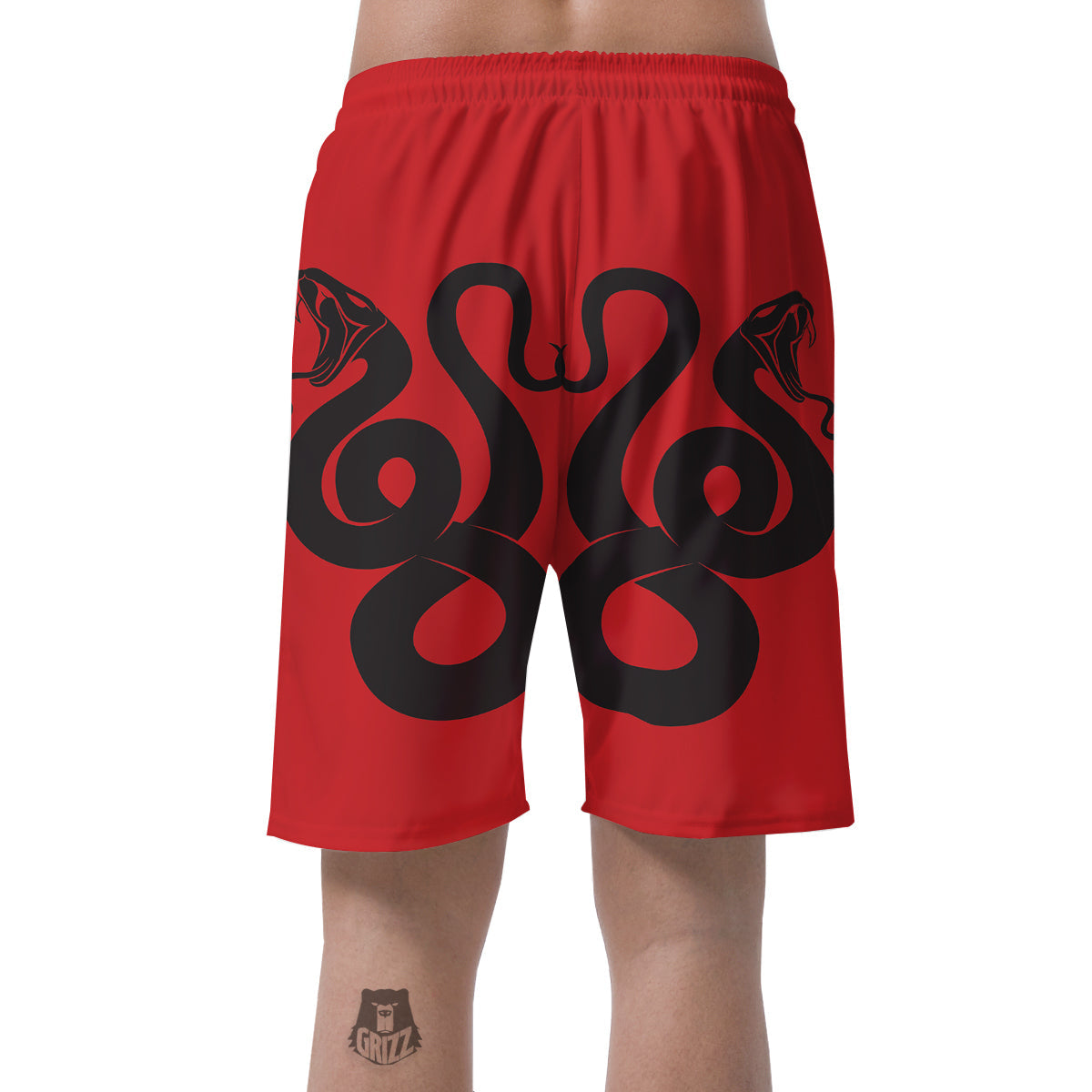 Red And Black Snakes Sign Print Men's Shorts-grizzshop