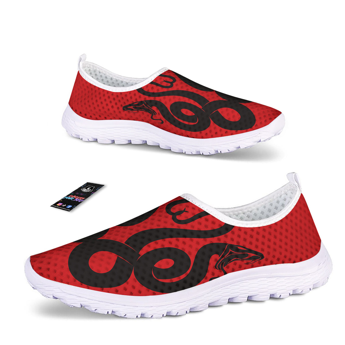 Red And Black Snakes Sign Print Nurse Shoes-grizzshop