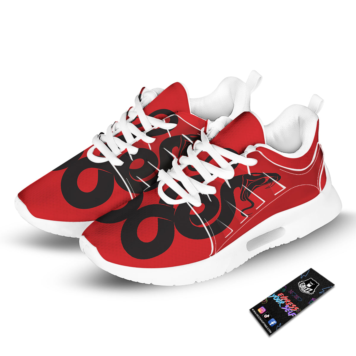 Red And Black Snakes Sign Print Tennis Shoes-grizzshop