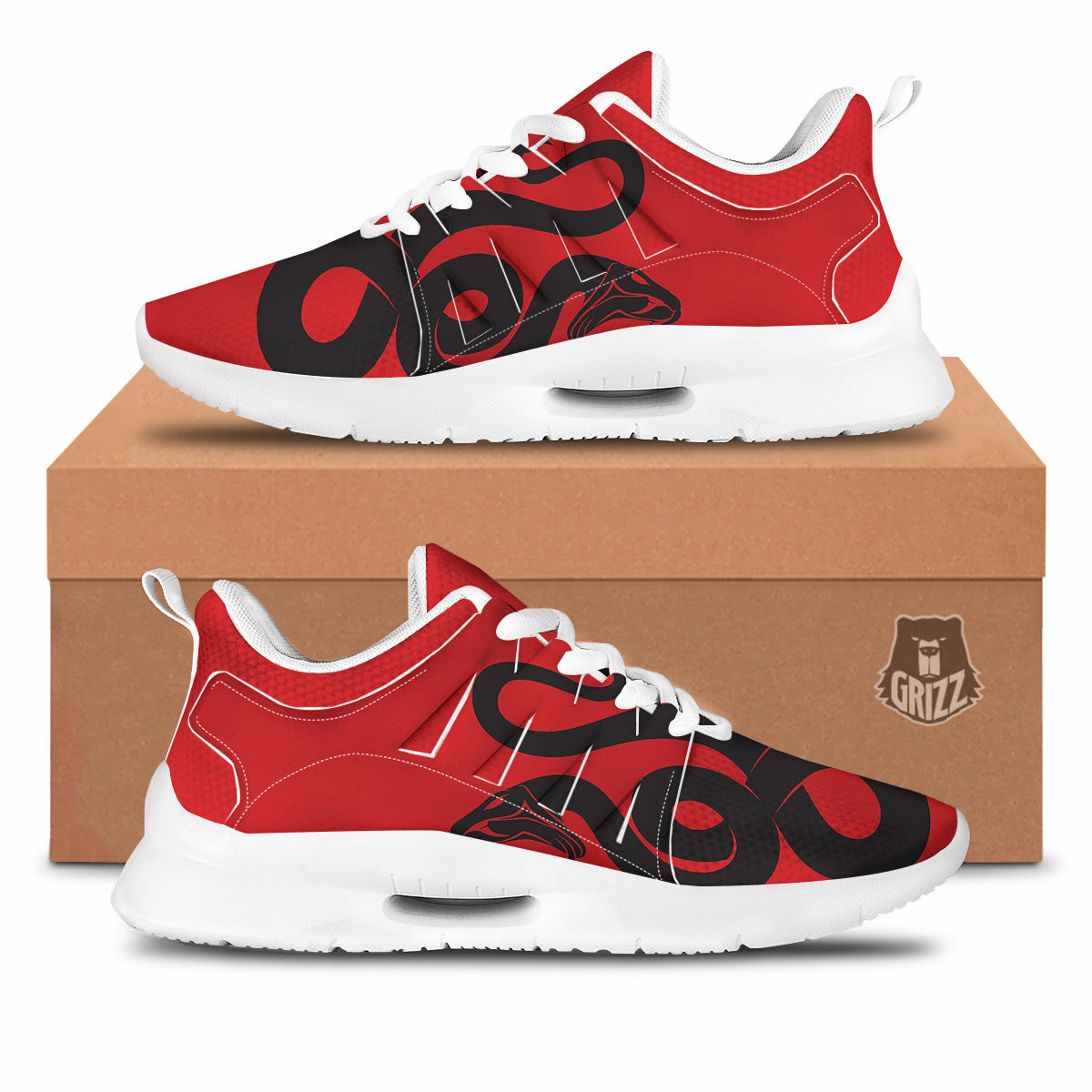 Red And Black Snakes Sign Print Tennis Shoes-grizzshop