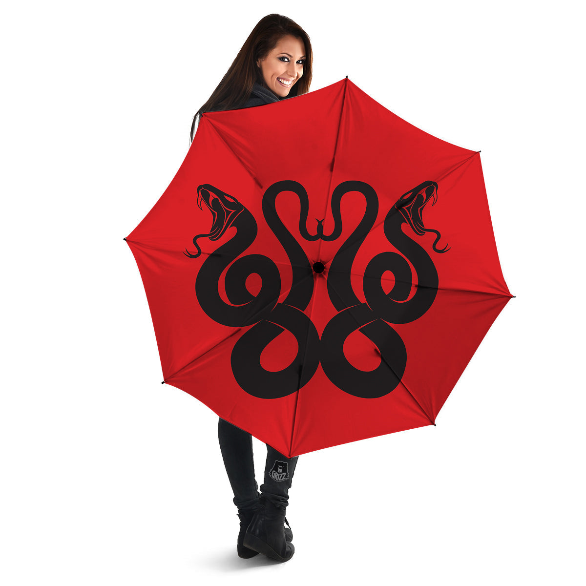 Red And Black Snakes Sign Print Umbrella-grizzshop