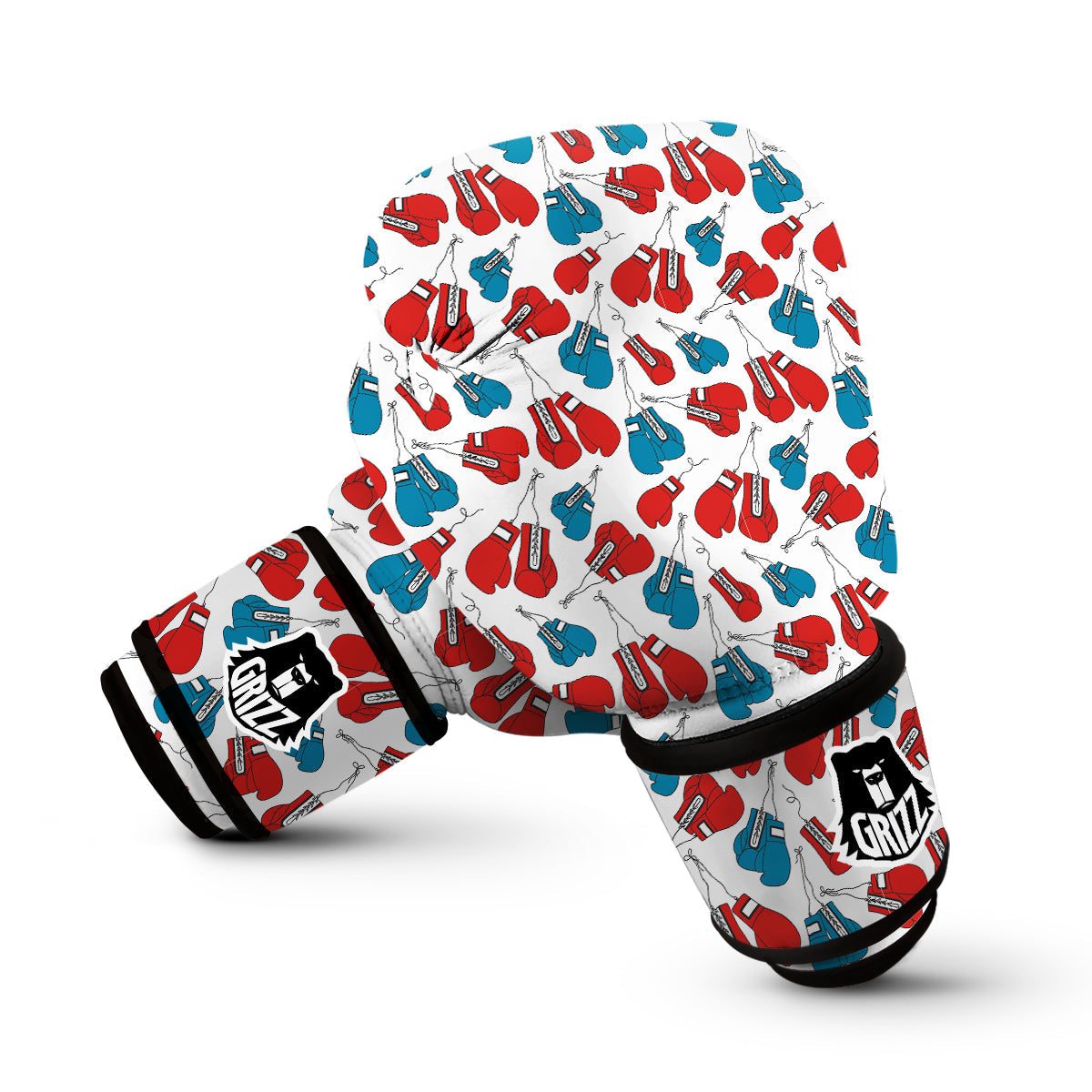 Red And Blue Boxing Glove Print Pattern Boxing Gloves-grizzshop