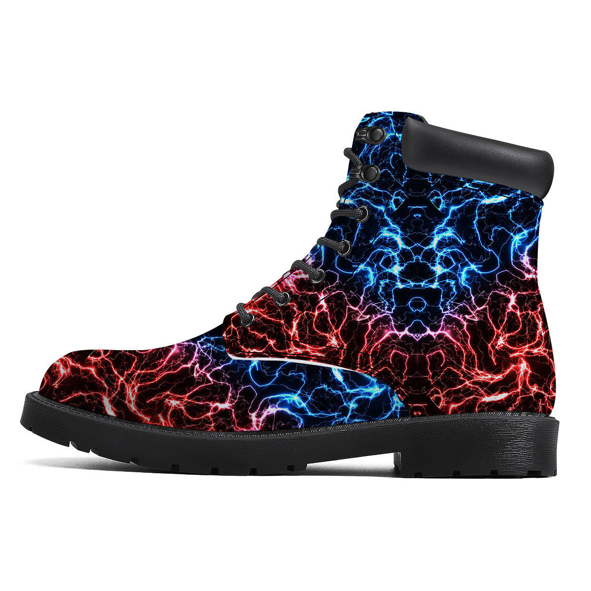 Red And Blue Electrical Print Boots-grizzshop