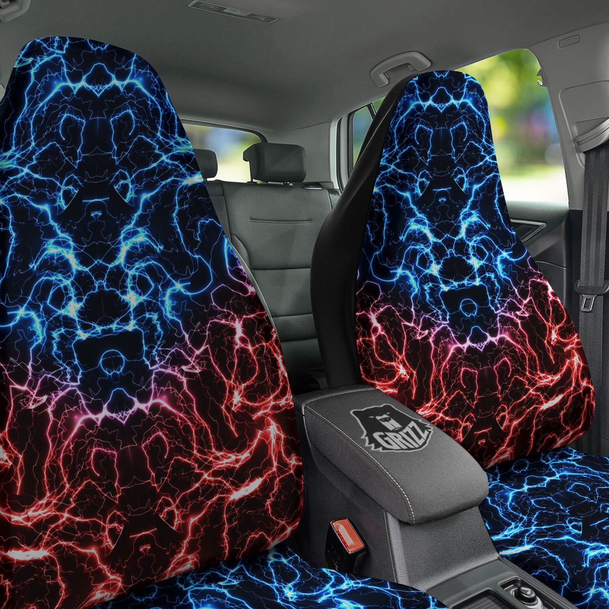 Red And Blue Electrical Print Car Seat Covers-grizzshop