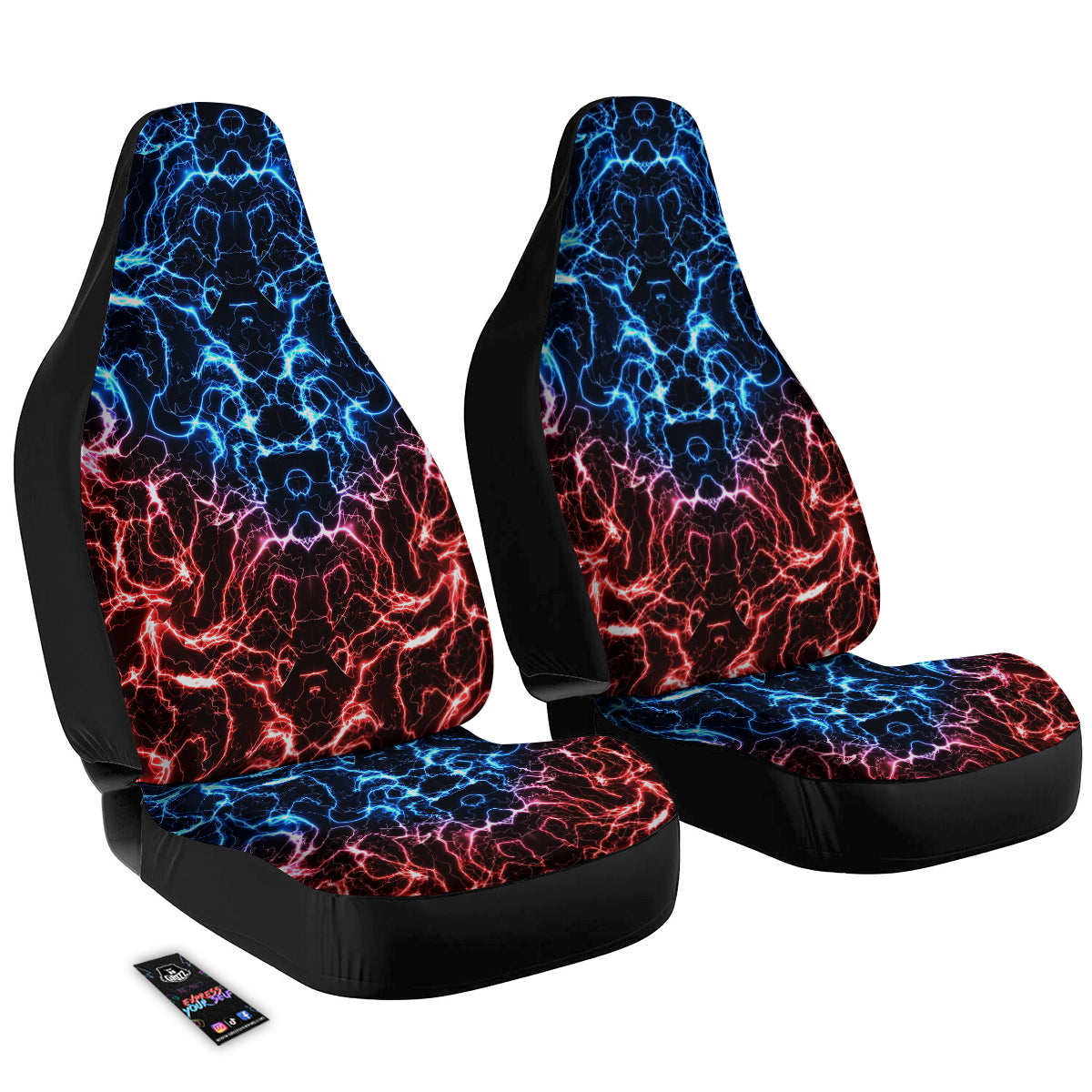 Red And Blue Electrical Print Car Seat Covers-grizzshop