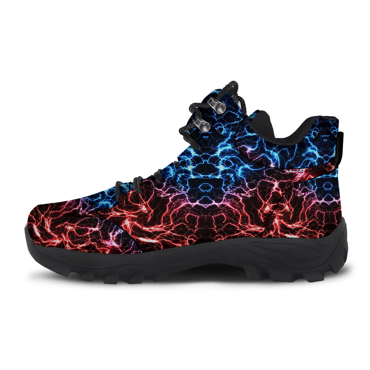 Red And Blue Electrical Print Hiking Shoes-grizzshop