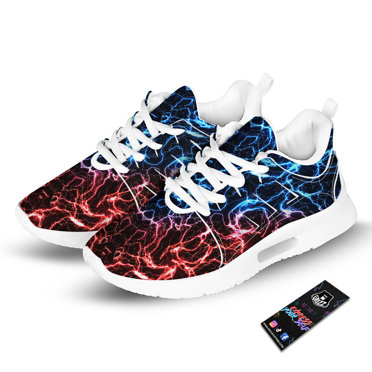 Red And Blue Electrical Print Tennis Shoes-grizzshop