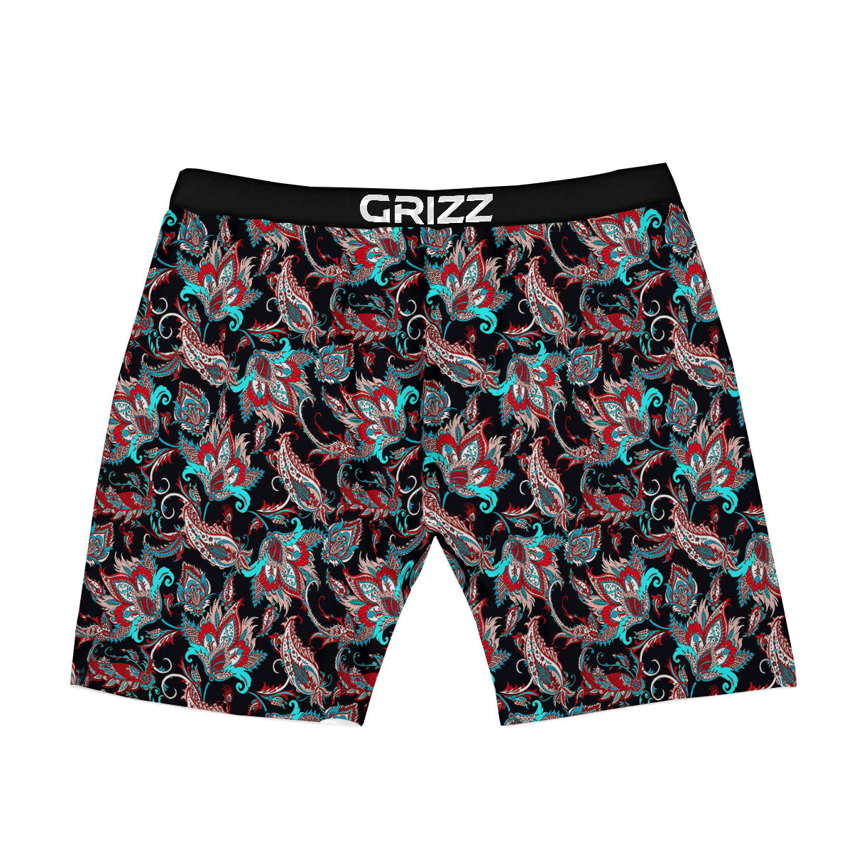 Red And Blue Neon Paisley Floral Print Pattern Boxer Briefs-grizzshop