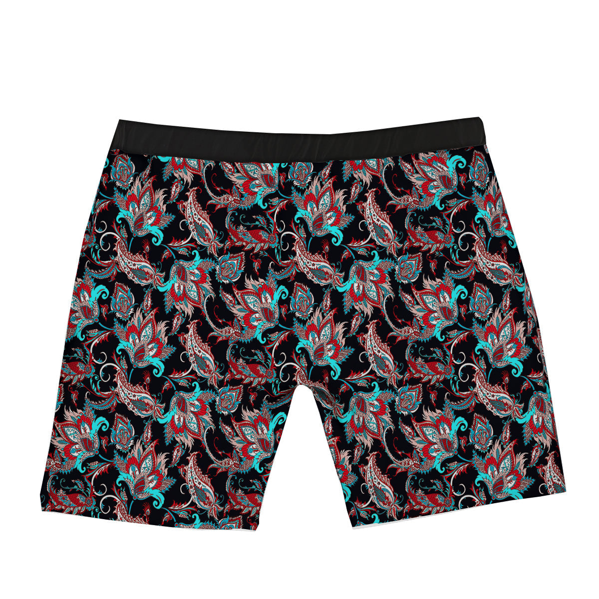 Red And Blue Neon Paisley Floral Print Pattern Boxer Briefs-grizzshop