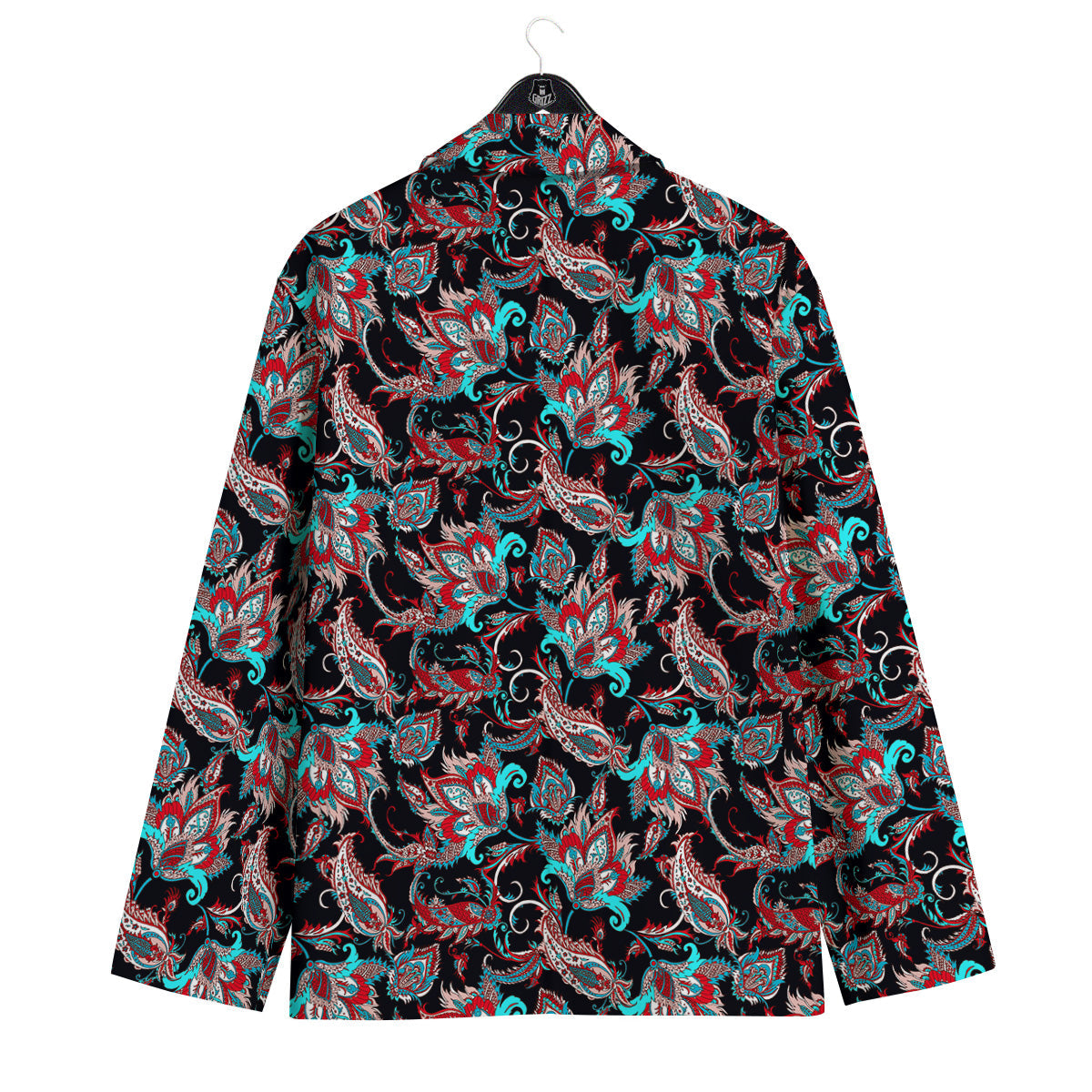 Red And Blue Neon Paisley Floral Print Pattern Men's Sport Coat-grizzshop