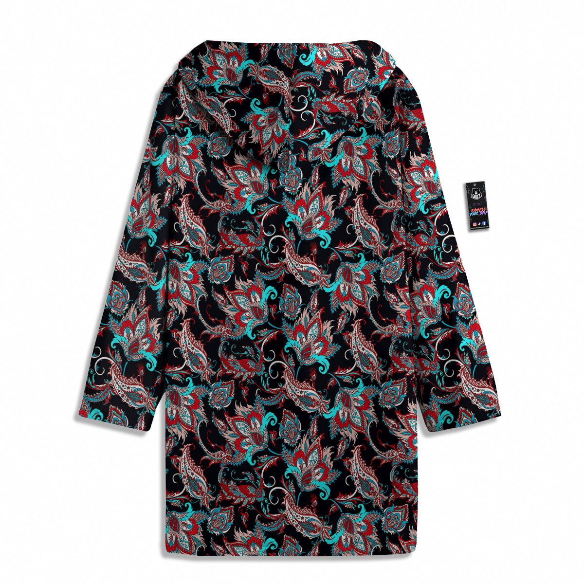 Red And Blue Neon Paisley Floral Print Pattern Men's Windbreaker Jacket-grizzshop