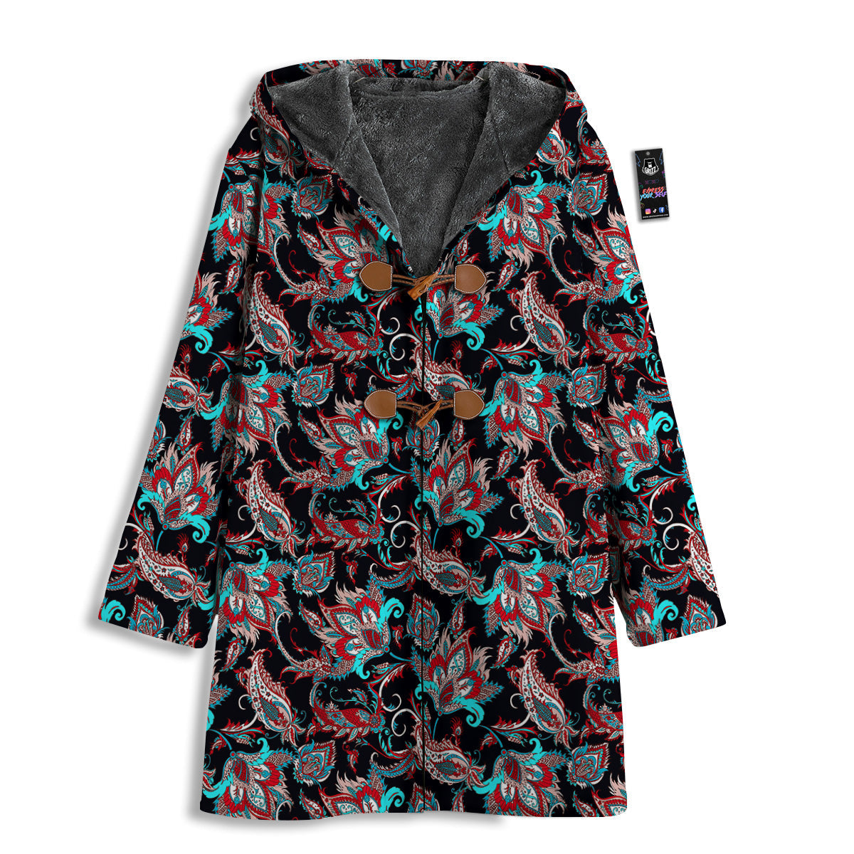 Red And Blue Neon Paisley Floral Print Pattern Men's Windbreaker Jacket-grizzshop