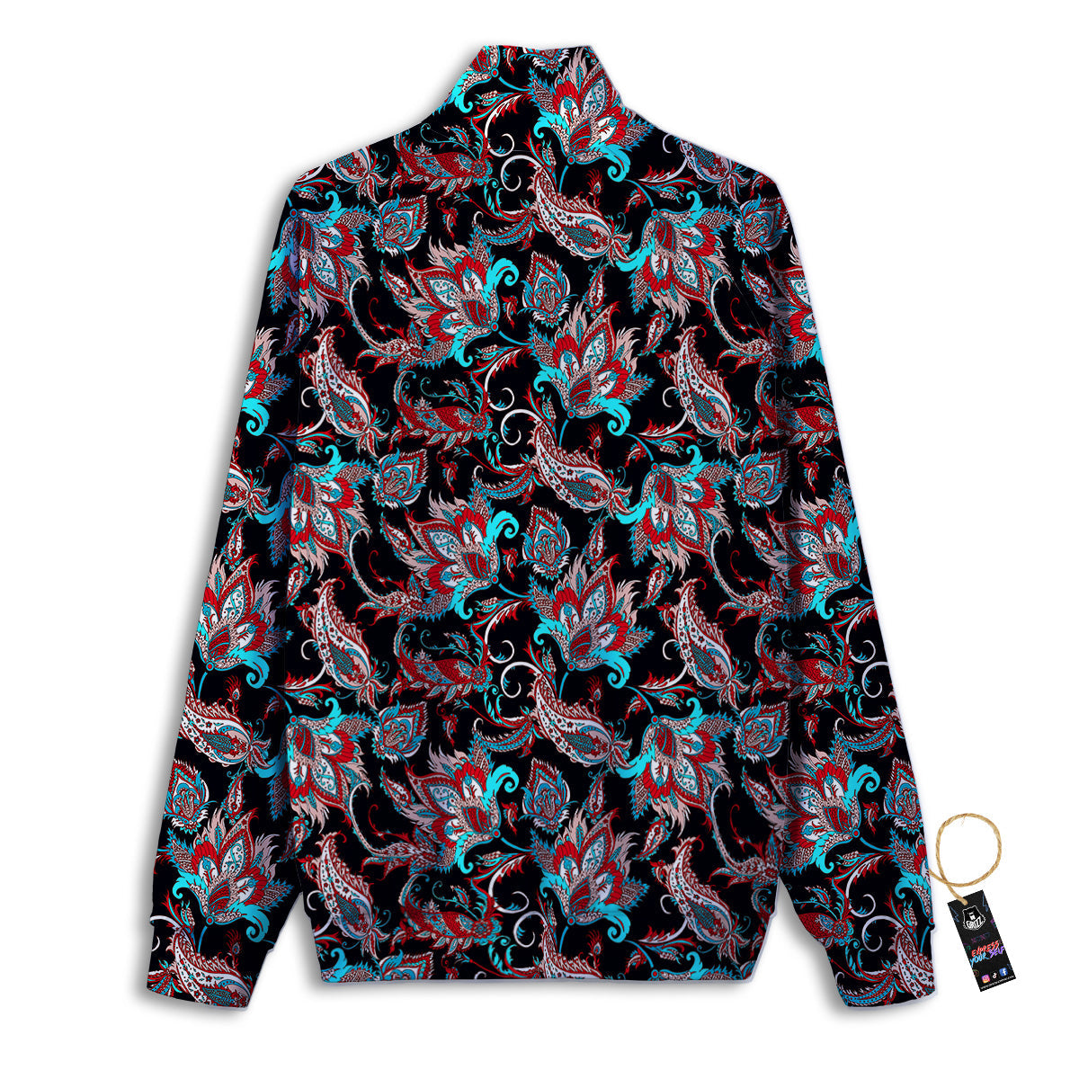 Red And Blue Neon Paisley Floral Print Pattern Track Jacket-grizzshop