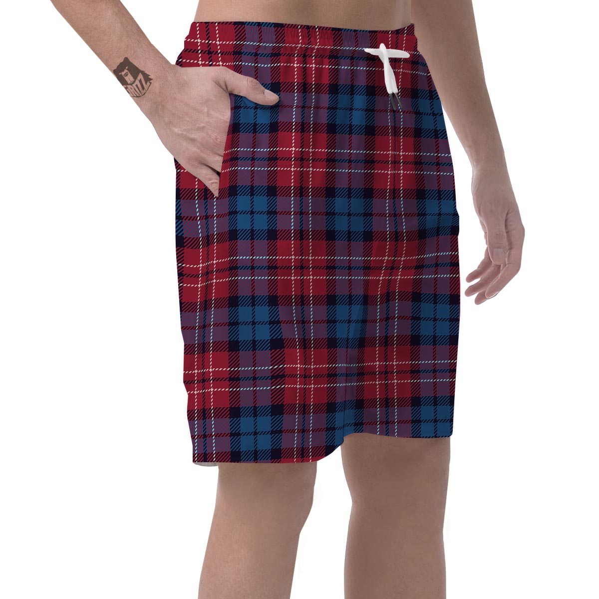 Red And Blue Plaid Tartan Men's Shorts-grizzshop