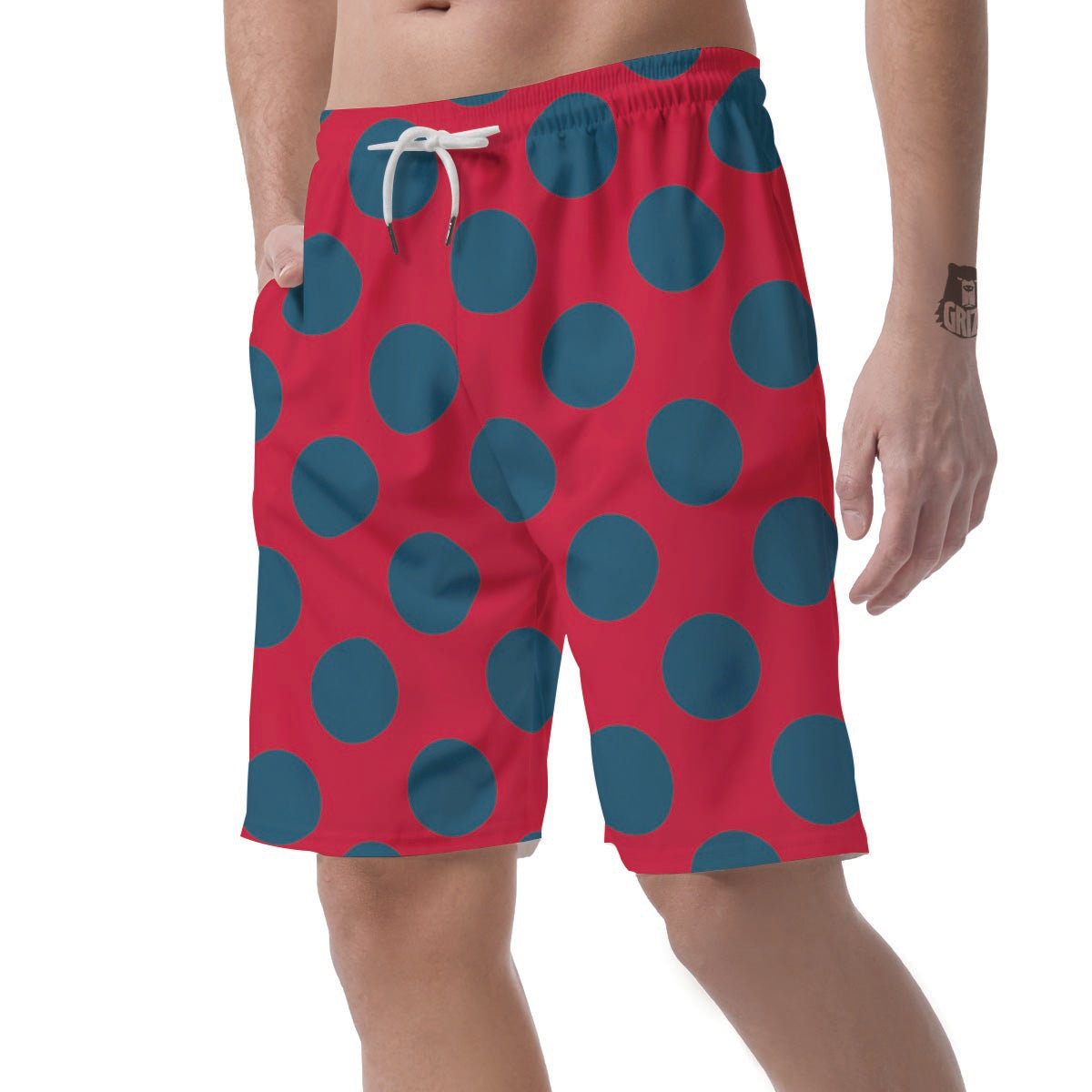 Red And Blue Polka Dot Men's Shorts-grizzshop