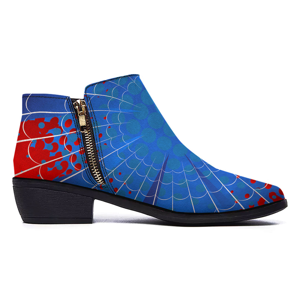 Red And Blue Spider Web Cartoon Print Ankle Boots-grizzshop