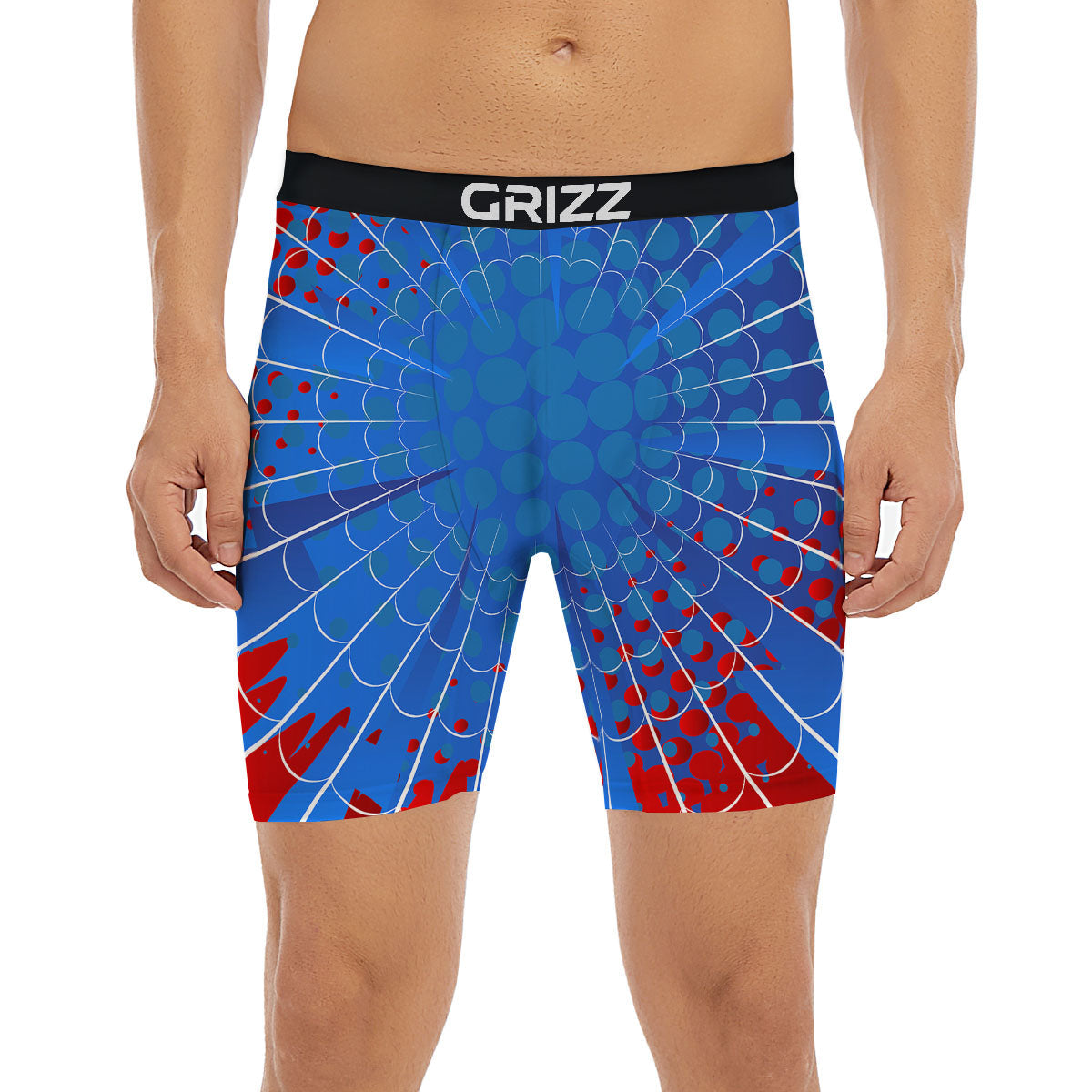 Red And Blue Spider Web Cartoon Print Boxer Briefs-grizzshop