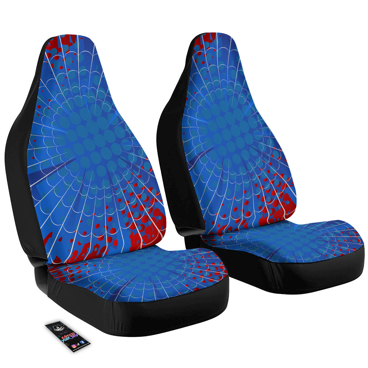 Red And Blue Spider Web Cartoon Print Car Seat Covers-grizzshop