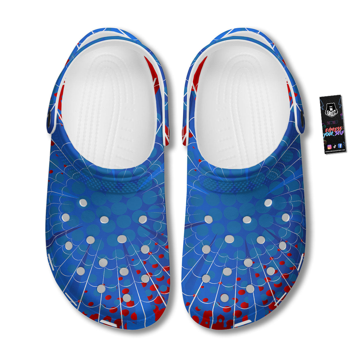 Red And Blue Spider Web Cartoon Print Clog-grizzshop
