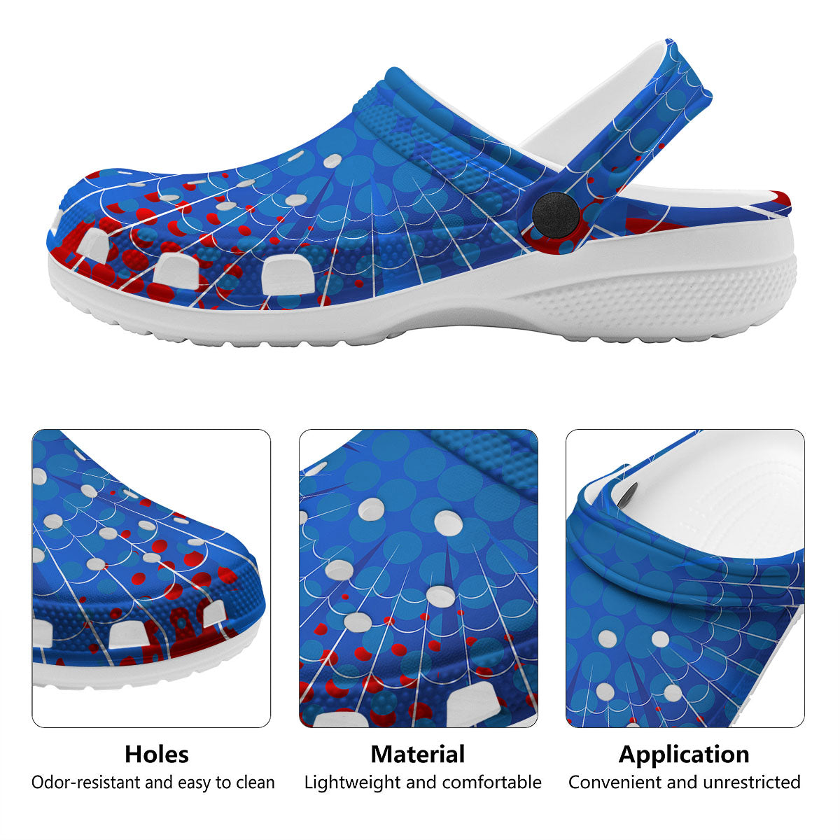 Red And Blue Spider Web Cartoon Print Clog-grizzshop