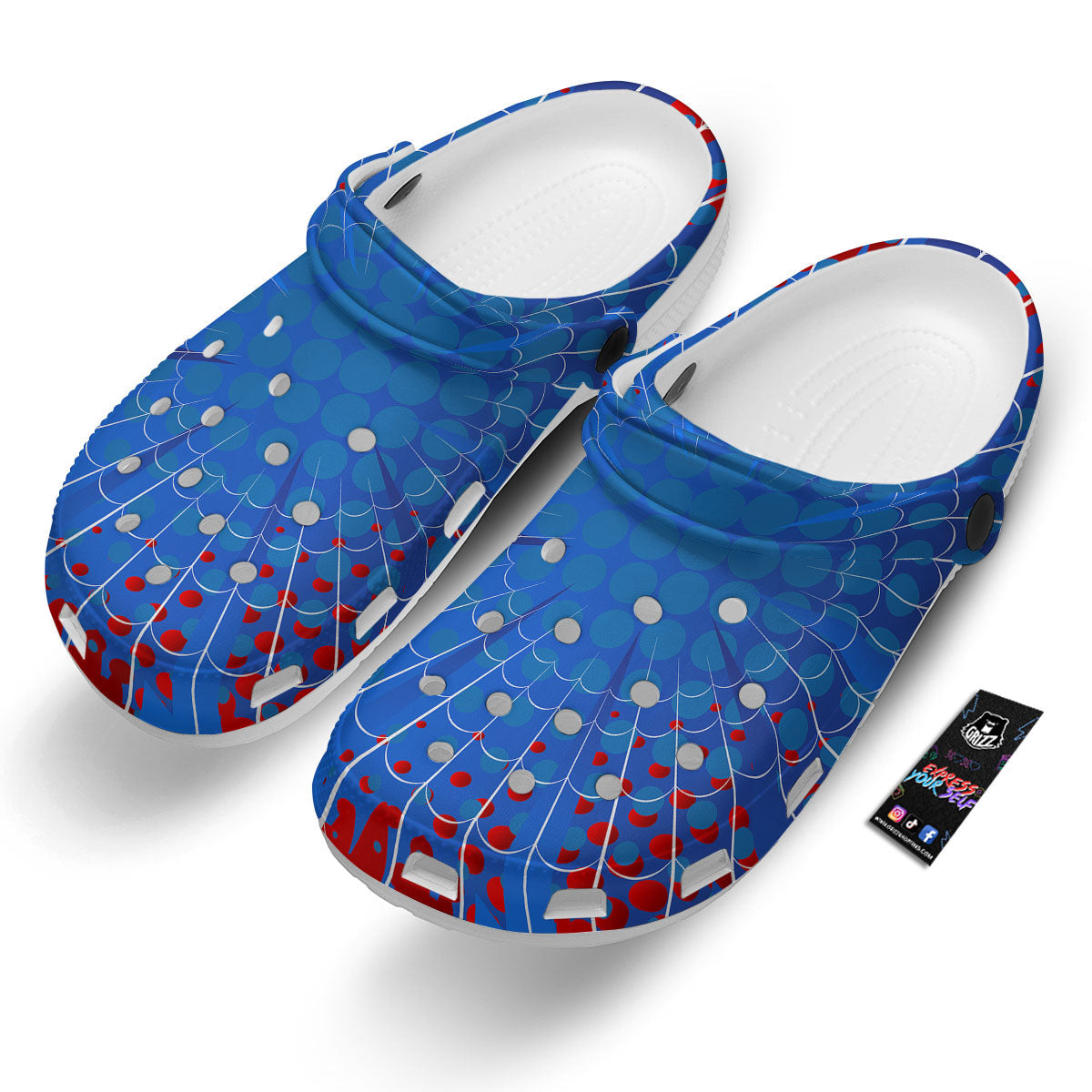 Red And Blue Spider Web Cartoon Print Clog-grizzshop