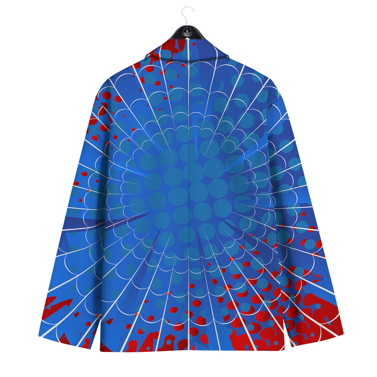 Red And Blue Spider Web Cartoon Print Men's Sport Coat-grizzshop