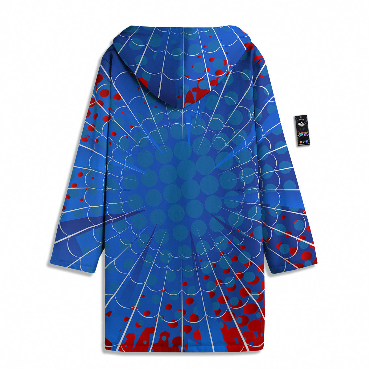 Red And Blue Spider Web Cartoon Print Men's Windbreaker Jacket-grizzshop