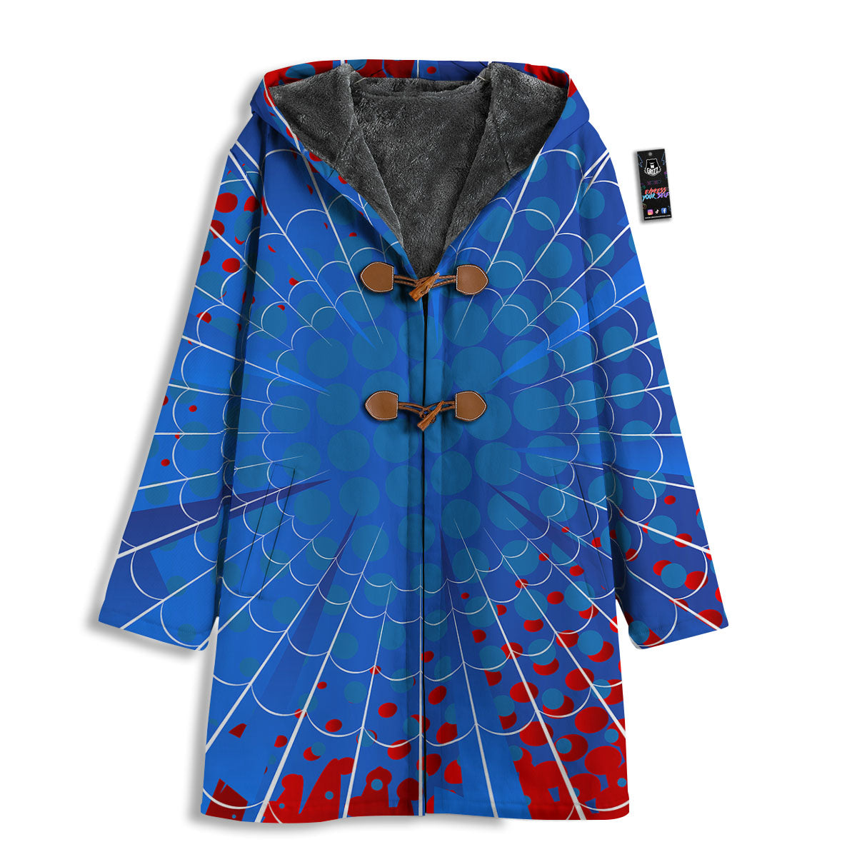 Red And Blue Spider Web Cartoon Print Men's Windbreaker Jacket-grizzshop