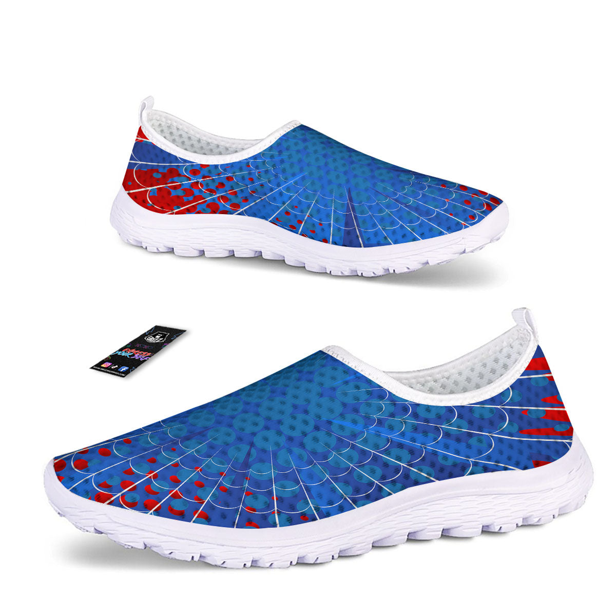 Red And Blue Spider Web Cartoon Print Nurse Shoes-grizzshop