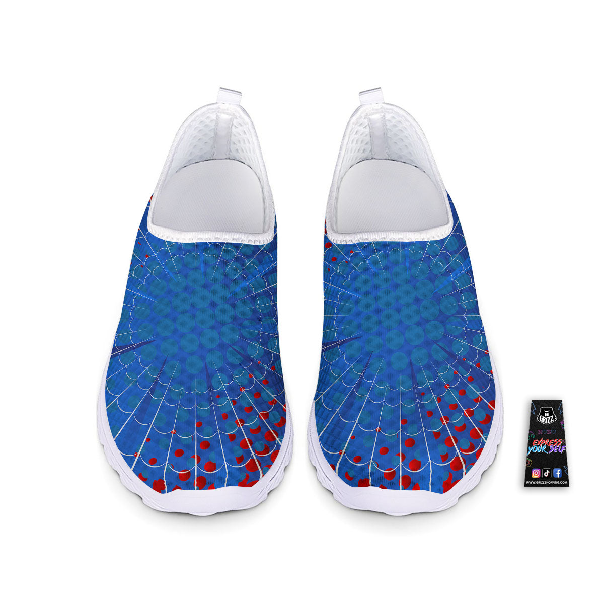 Red And Blue Spider Web Cartoon Print Nurse Shoes-grizzshop